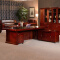 办公家具老板桌总裁桌大班台办公桌油漆实木贴皮经理桌1.8米+4门书柜+老板椅