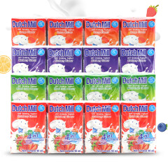 达美（Dutch Mill）泰国进口酸奶90ml*16盒 草莓蓝莓酸奶水果味儿童牛奶饮料早餐饮品 达美酸奶4口味各1排(16盒)