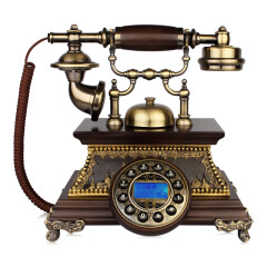 金顺迪912 仿古电话机实木欧式电话复古电话机家用座机 双支架免提款(接电话线)
