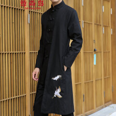尊尚鸟中式唐装汉服中国风男装亚麻长袖外套秋