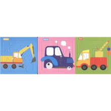 布尔迷你拼图认知系列：交通工具篇小拼图（吊车·拖拉机·挖掘机）