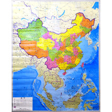 2014版竖版中国地图（覆膜穿杆）