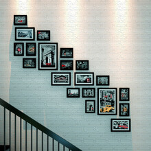 宜家实木20框 梯形<em>照片</em>墙 楼梯<em>走廊相片</em>墙 梯形