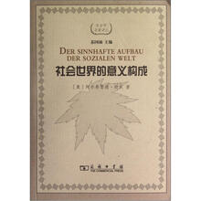 社会世界的意义构成/社会学名著译丛