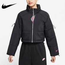 耐克（NIKE）棉服男装女装夏季新款时尚休闲短款外套舒适保暖棉袄防风连帽运动 DH1367-010/黑色短款 L