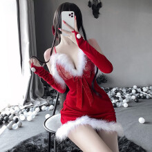 性感圣诞兔女郎装 SM角色扮演套装 女生甜美情趣内衣透视蕾丝毛绒吊带睡裙圣诞装COS制服套装 红色 均码