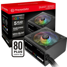 Thermaltake（Tt）额定600W Smart RGB 600 电脑电源（80PLUS认证/256色灯效/智能温控风扇/支持背线）