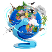 博目18cm中文政区万向AR地球仪 高清便携 教材同步 学生专用