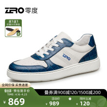 零度Zero板鞋男2024年春季新款日常舒适休闲运动鞋拼色透气轻便柔软鞋 白蓝 39