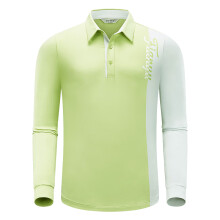 TTYGJ 高尔夫服装 男士长袖T恤POLO衫翻领黑白撞色户外运动休闲上衣球服 绿色 M