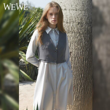 WEWE唯唯春季新款女装时尚有型连衣裙套装通勤休闲气质中长裙 蓝灰 S(160)