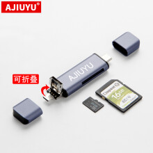 AJIUYU 读卡器Type-c多功能micro接口USB-C适用于苹果笔记本读取SD卡TF卡 银白色 适用MacBook 12英寸