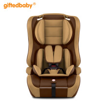 天才宝贝儿童安全座椅汽车用9个月-12岁婴儿宝宝车载简易便携式可折叠收纳 卡其色