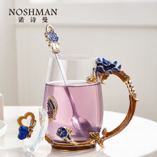 诺诗曼玻璃水杯女士高颜值带盖耐高温办公室泡茶杯生日礼物母亲节送妈妈
