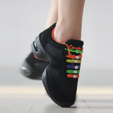 三沙（SANSHA）舞蹈鞋女软底爵士鞋广场舞网面跳舞运动现代舞黑色 黑色（正常码） 42(26cm)