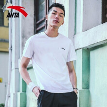 安踏（ANTA）短袖T恤运动男装年夏季款休闲服圆领健身薄款上衣运动服 纯净白7159 S(165/84A)