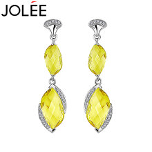JOLEE 耳钉 S925银彩色宝石耳环天然黄水晶时尚简约首饰品送女生礼物