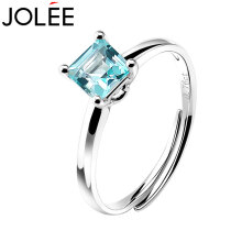 JOLEE戒指女托帕石均码线戒时尚轻奢彩色宝石首饰品送女生节日礼物