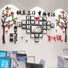 舒厅办公室装饰3d立体励志标语公司墙面布置企业文化大小树照片墙贴画 中号：宽2米*高1米