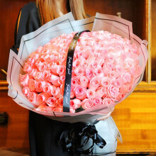 维纳斯鲜花速递52朵红玫瑰花束礼盒母亲节520生日礼物全国花店同城配送 粉色女孩-99朵粉玫瑰花束