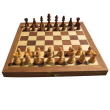 梁威 国际象棋木质大号可折叠棋盘实木棋子内嵌式 娱乐入门训练比赛 小号木质国际象棋