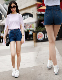 春装新款女装韩版女裤修身显瘦<em>高腰</em>牛仔裤<em>短裤</em>