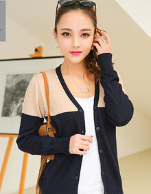 吉梅 <em>针织</em>衫<em>女开衫</em>薄<em>2014春装</em>新款外套文艺V