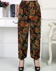 相夫益子新款<em>中老年人女夏装</em>棉麻九分裤子妈妈