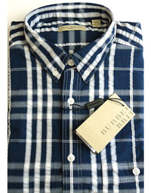 Burberry 博柏利 男士常规款短袖<em>开衫</em>翻领纯棉