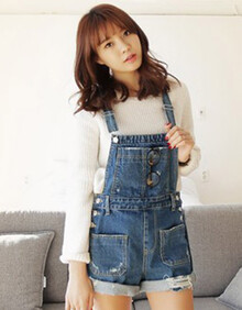 货到付款Gaiety2014新款韩版<em>牛仔短裤</em>背带短