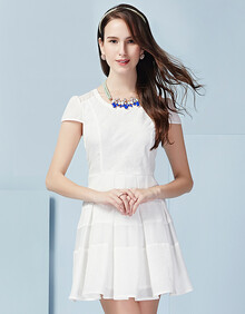 衣香丽影2014夏装新款 简约<em>淑女</em>纯色<em>提花</em>修身