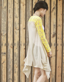 裂帛 春夏新款 纯<em>亚麻</em>拼接 <em>长袖针织开衫</em> 长款 