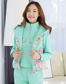 冬季新款韩版<em>棉马甲</em>女 <em>女式</em>印花连帽马甲 时尚