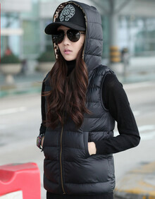 水瑶寒香 <em>女士马甲</em> 两面穿羽绒棉连帽加厚保暖