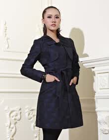 柏盈 2013<em>秋冬</em>新品深蓝色优雅长<em>风衣</em>女<em>外套</em> 1