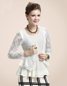 2013秋<em>夏</em>新款 欧美蕾丝钩花<em>缕空</em>小<em>开衫</em>外套 长