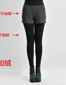 懒文化撞色<em>短裤</em>假两件打底裤裙裤秋冬<em>女</em>棉靴裤