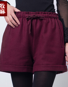 子牧棉麻 2013冬季新品 大码<em>女式毛呢短裤</em> 羊毛