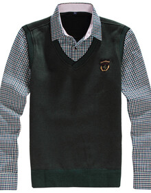 男士<em>针织衫毛衣</em>二件套衬衫领加厚<em>保暖</em>2013新