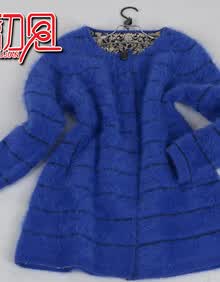 硕元祥 女式 貂绒衫 <em>条纹</em>内衬长毛<em>长款加厚</em>羊绒