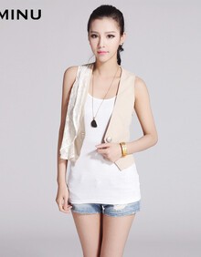 eminu依米奴 背部蕾丝<em>女士</em>西装<em>马甲</em>背心 夏季