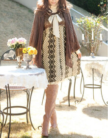 IMAGE 甜美棕色透感魅力雨披风<em>针织开衫</em> 123