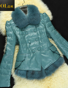 <em>芭欧</em>2013款海宁<em>皮衣</em>女真皮羽绒服狐狸毛领真