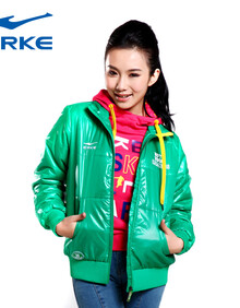 <em>鸿星尔克</em>erke亮面<em>女装上衣</em>时尚保暖外套女棉夹