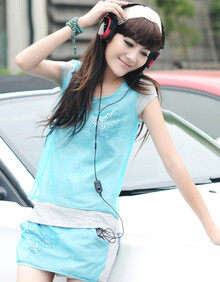 旭冲韩版短袖<em>网纱</em>T恤休闲<em>运动短裤</em>裙亮片设计