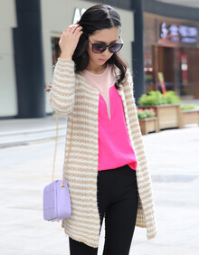 京品年威丝曼马海毛针织<em>女开衫</em> <em>毛衫中长款</em>韩