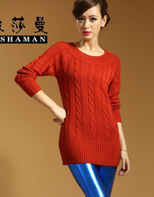 女士羊绒衫 针织衫中<em>长款</em> 打底麻花<em>款式毛衣</em>圆