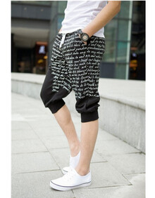 BOILL 新款<em>字母印花</em>七分裤<em>男短裤</em> SC703Y13