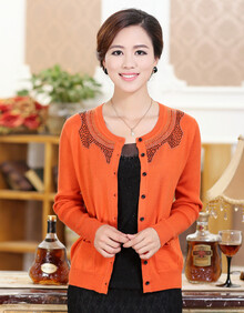 羽千秀2013秋装新款女装针织<em>羊毛</em>衫镶钻<em>小开</em>