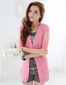 2014春装新款<em>大码女装</em>韩版清新刺绣骷髅头薄